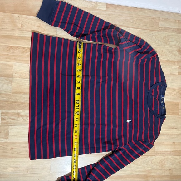 Polo by Ralph Lauren Men's Navy and Red long Striped Shirt Size Medium - Picture 3 of 5